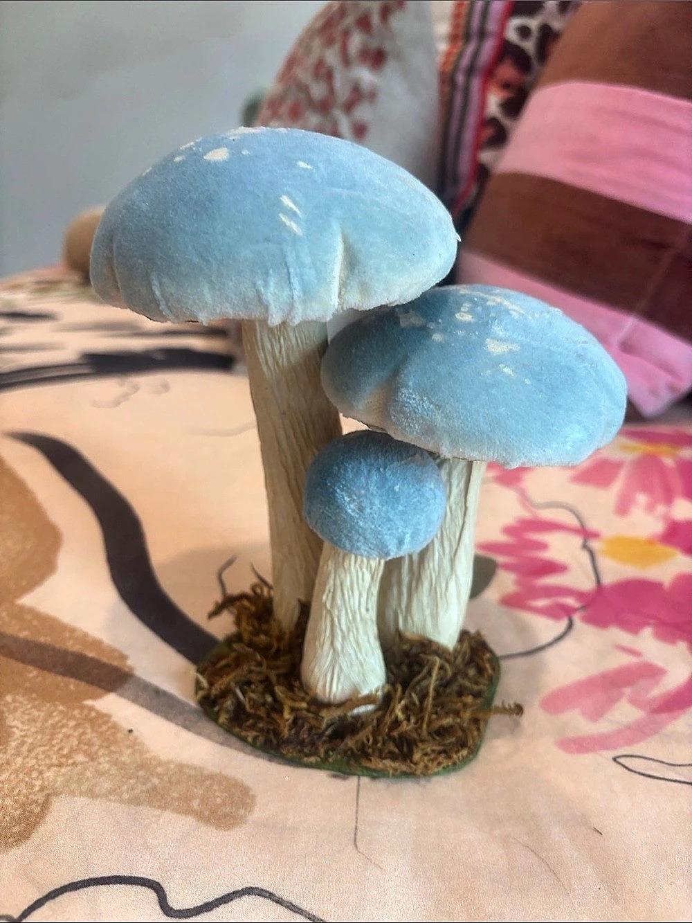 Blue Mushroom Sculpture Decor